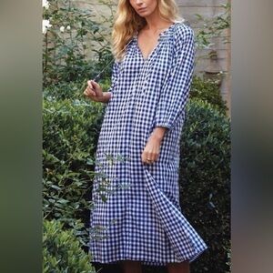 LAKE Pajamas Hammock Dress nightgown blue gingham Large